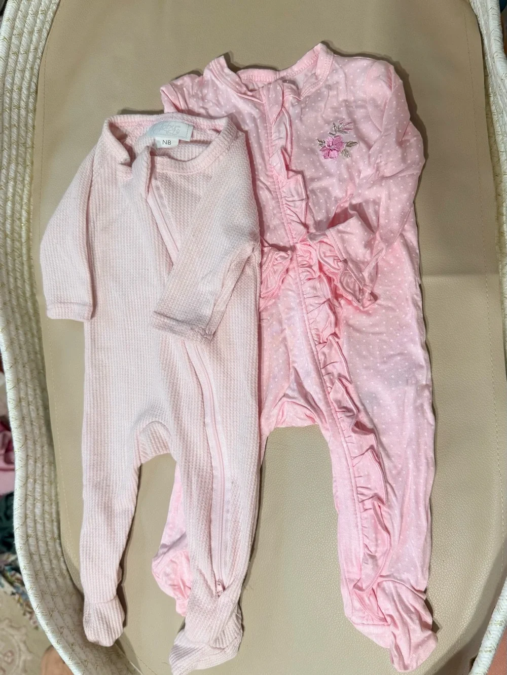 2 for $10 Pink Infant Footed One Pieces, 2-Pack